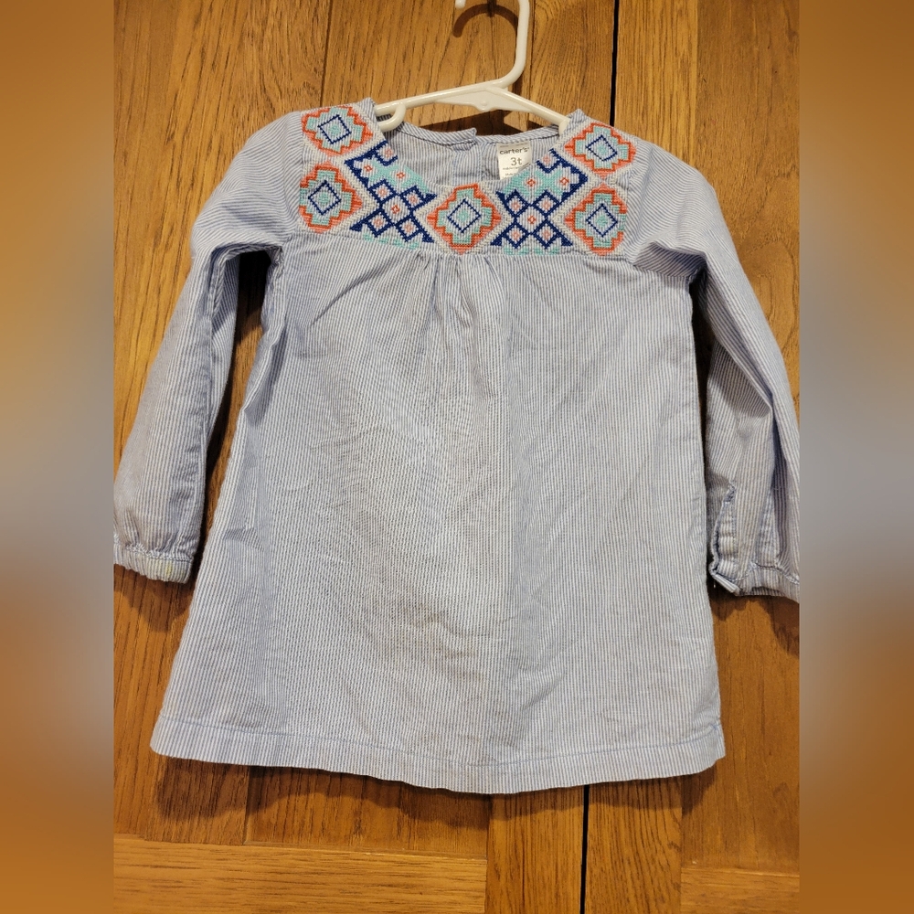 Carters Chambray Pin Striped Tunic Style Top. Girls 3t
